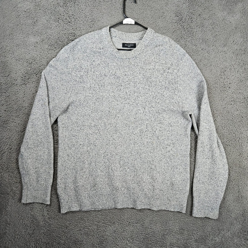 AllSaints Small Hane Crew Sweater Grey Marled Oversized - Picture 1 of 8